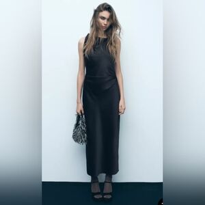 zara black t shirt dress ZW COLLECTION POPLIN MINI DRESS - Black